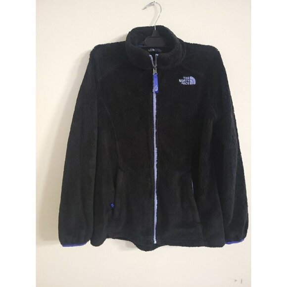 The North Face 14/16 Girls Denali Thermal Jacket  Black/Blue Fuzzy Zip Fleece - Picture 1 of 6